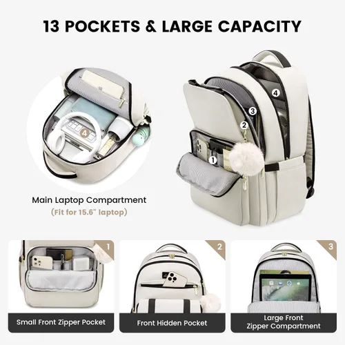 Vista 2 de LOVEVOOK - Mochila de regreso a clases para adolescentes, mochila escolar para niñas de 14 a 16 años, linda mochila para estudiantes, bolsa de viaje