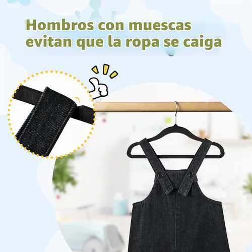Vista 4 de Smartor Premium 11 Inch Baby Hangers 50 Pack, Kids Velvet Hanger, Non Slip