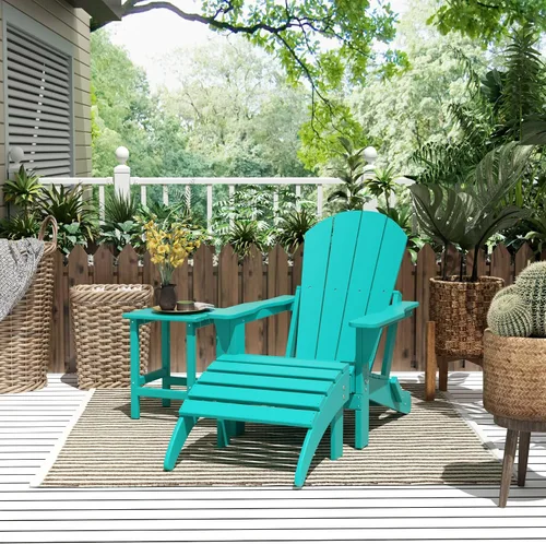 Vista 10 de WestinTrends Malibu - Silla de salón para exteriores, juego de 2 sillas Adirondack con otomana, sillas plegables de madera de polietileno para todo