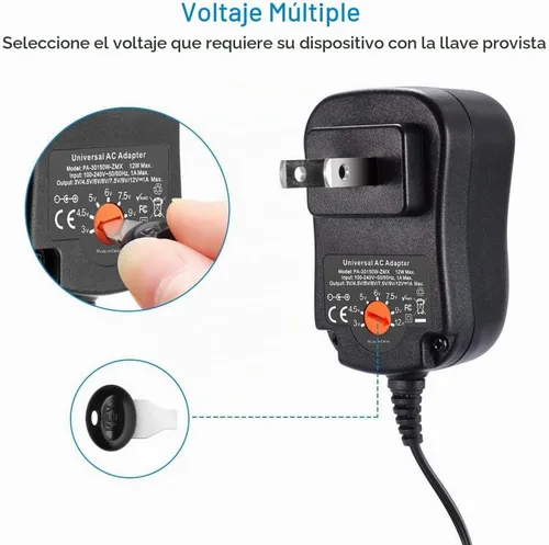 Vista 2 de ZOZO 12W 1A 3V 4.5V 5V 6V 7.5V 9V 12V Fuente de alimentación Universal AC