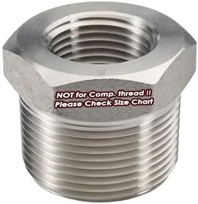 Vista 14 de Beduan - Buje reductor hexagonal de acero inoxidable, 1" macho NPT a 1/2" hembra NPT, accesorio adaptador para tubería de fundición reductor