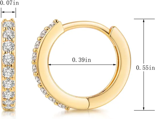Vista 6 de Kainier Aretes de aro chapados en oro de 18 quilates con circonita cúbica, aretes de cartílago, hipoalergénicos para mujeres y niñas, color rosaoro