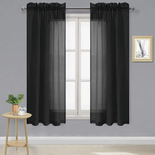 Vista 33 de DWCN Cortinas Transparentes Aqua de Voile Semitransparente con Bolsillo para Barra para Dormitorio y Sala de Estar, 36 x 36 pulgadas de Largo, Juego