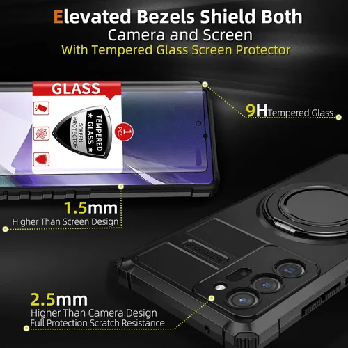 Vista 3 de Funda magnética para Samsung Galaxy Note 20 Ultra compatible con carga inalámbrica MagSafe, con 1 protector de pantalla, anillo de soporte integrado