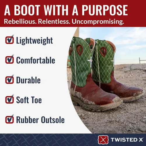 Vista 111 de Twisted X Botas Tech X para hombre de 12 pulgadas, botas occidentales casuales para hombre