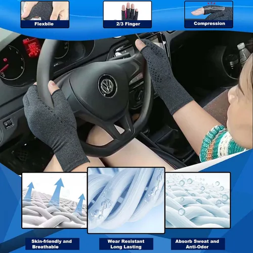 Vista 5 de 2 pares de guantes de artritis, guantes de compresión para mujeres y hombres, aliviar la artritis, reumatoides, osteoartritis, dolor del túnel