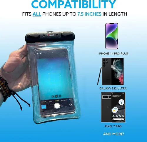 Vista 3 de Carcasa protectora sumergible para celular: bolsa impermeable resistente universal para guardar el celular para iPhone 5, 6, 7, Samsung S5, S6, S7