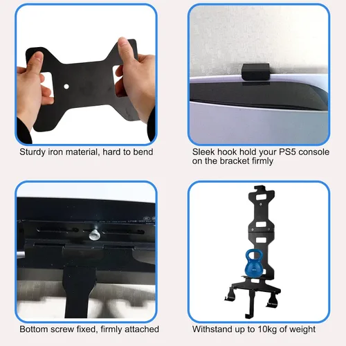 Vista 3 de PS5 Wall Mount, Wall Bracket for PlayStation 5 (Disc and Digital Edition) with Detachable Controller Holder & Headphone Hanger, Stealth Mount for