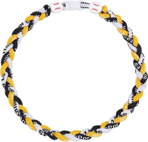 Vista 21 de Collar de béisbol de 18 pulgadas, regalos de goteo de béisbol, collares deportivos de tres trenzas, collares de titanio Tornado de cuerda deportiva
