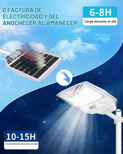 Vista 6 de Farola solar para exteriores, sensor de movimiento, del atardecer al