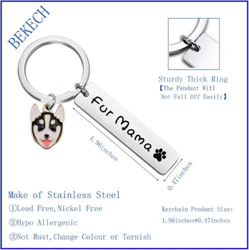 Vista 2 de BEKECH perro mamá regalo piel mamá llavero huella huella perro amante joyería perro perro persona regalo mamá perro regalo