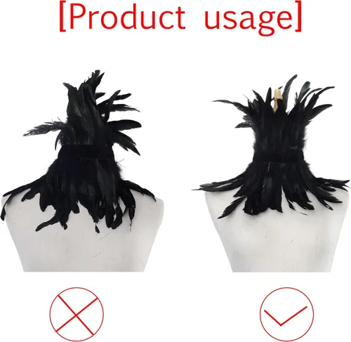Vista 6 de L'vow - Gargantilla estilo victoriano de plumas naturales para Halloween Cosplay