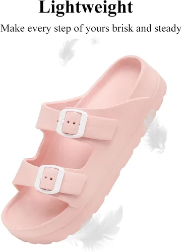 Vista 5 de Sandalias de plataforma para mujer con soporte de arco, hebilla ajustable, sandalias de playa para mujer, cómodas, ligeras, ultraacolchadas