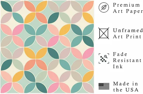 Vista 2 de Ethan Taylor Abstract Wall Art Prints Unframed Square Posters 'Retro 70s Hippie Pattern I' Retro Home Décor for Living Room, Bedroom, Office, 10 in