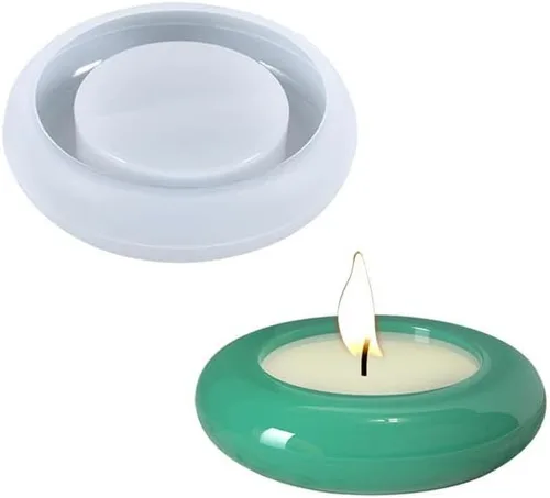 Vista 9 de Portavelas de resina para candelitas, forma de corazón, moldes de silicona de fundición epoxi para decoración de mesa del hogar