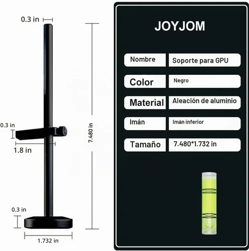 Vista 3 de JOYJOM Soporte de GPU: Soporte de aluminio ajustable para GPU anti hundimiento, soporte para tarjeta gráfica de video, soporte para GPU, soporte