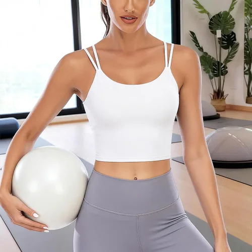 Vista 4 de Vorcy Brasier deportivo con relleno para mujer, camiseta corta con brasier integrado