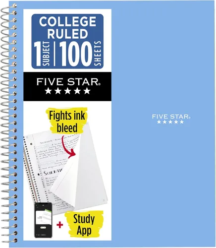 Vista 14 de Cuaderno de Five Star, 1 materia, con rayas, 100 hojas, 11" x 8-1/2", Negro