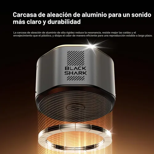 Vista 5 de Black Shark Altavoz Bluetooth magnético, mini altavoz inalámbrico portátil con carcasa de aleación de aluminio, luces RGB, emparejamiento TWS