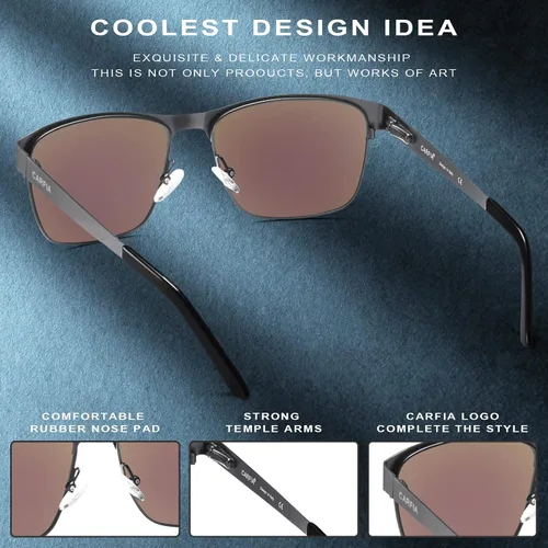 Vista 9 de Carfia Polarized Mens Sunglasses UV Protection Cool Driving Sun Glasses Classic Style Metal Frame