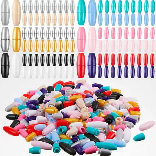 Vista 7 de WILLBOND 100 cierres separables para collares, cierres de pulsera de seguridad de plástico para cordón, conectores de barril de cuentas para Negro