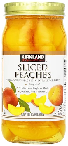Vista 4 de Kirkland Signature Sliced Peaches, tarro de vidrio de 24 onzas (paquete de 2, total de 48 onzas)