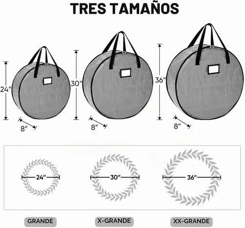 Vista 4 de BALEINE Contenedor de almacenamiento de corona, paquete de 2 bolsas de almacenamiento de corona de Navidad con material de polietileno resistente a