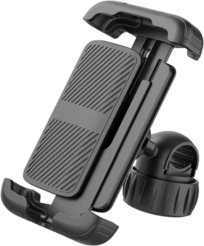 Vista 2 de Soporte universal para teléfono para bicicleta, ajustable, seguro y ajustable, con rotación para llamadas manos libres con versión de plástico todo