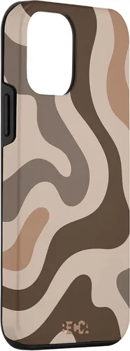 Vista 3 de iPhone 12 mini Retro líquido remolino Groovy café latte patrón marrón caja del teléfono