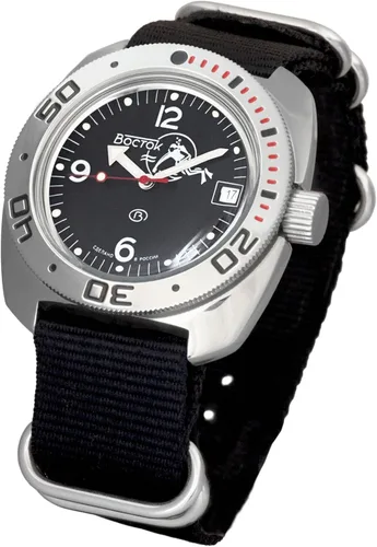 Vista 2 de Vostok Amphibian Black Scuba Dude - Reloj de pulsera militar ruso automático #634