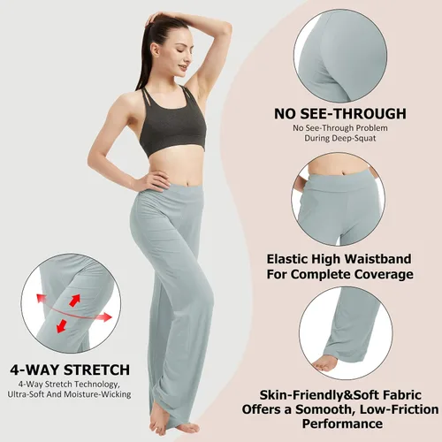 Vista 4 de Pantalones de yoga acampanados para mujer, cómodos, para entrenamiento, M-3XL
