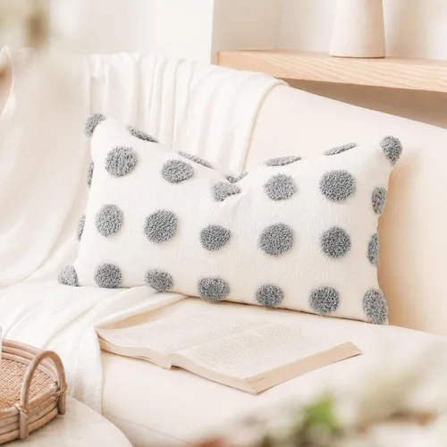 Vista 4 de NUYECY Fundas decorativas de cojín lumbar de 12 x 24, fundas de cojín largas de chenilla súper suave, funda de cojín para sofá estilo granja, sofá