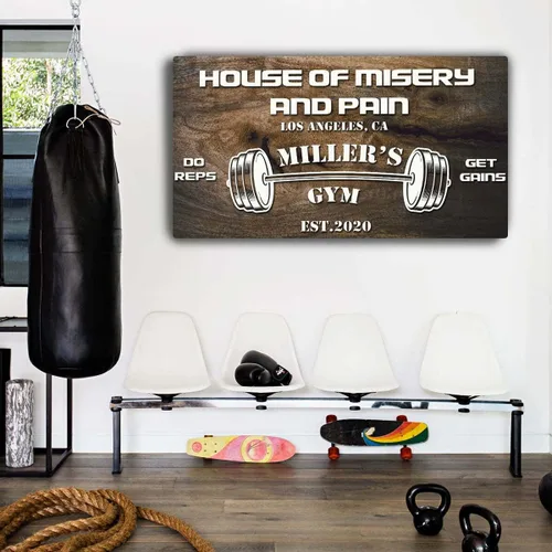 Vista 8 de Tailored Canvases Letrero Personalizado de Gimnasio Arte de Pared Decorativo - Lienzo Motivacional para Gimnasio en Casa, Sala de Entrenamiento