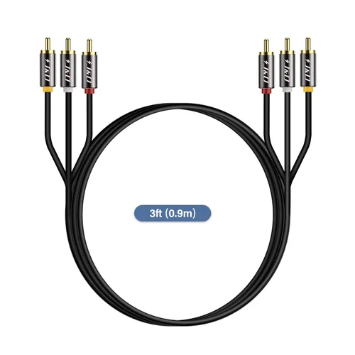 Vista 7 de J&D Cable RCA de audio y video, 3 RCA macho a macho, chapado en oro, cable AV estéreo de 3 pies, compatible con decodificador, altavoz