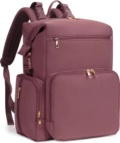 Vista 14 de CEI-CEI Mochila de neopreno para pañales con bolsillos aislados, bolsas grandes de maternidad para bebés recién nacidos, bolsa de viaje con Verde