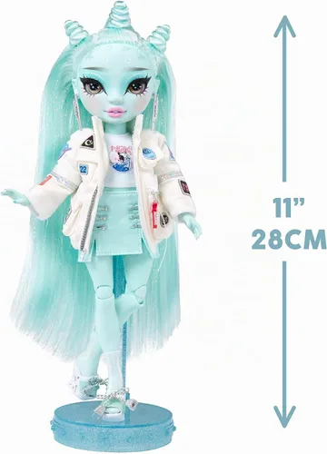 Vista 3 de Rainbow High Shadow High Zooey Electra - Muñeca de moda verde claro. Traje elegante y más de 10 accesorios de juego coloridos. Gran regalo