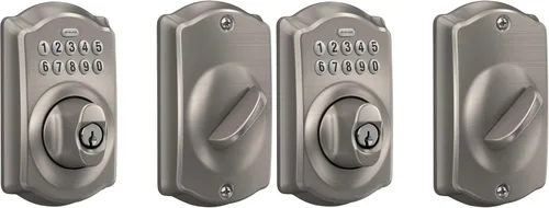 Vista 10 de Schlage - Cerradura electrónica para teclado, borde Camelot, bronce envejecido