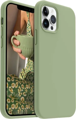 Vista 10 de AOTESIER - Funda a prueba de golpes diseñada para iPhone 12 Pro Max, funda de silicona líquida con [forro de microfibra suave antiarañazos]