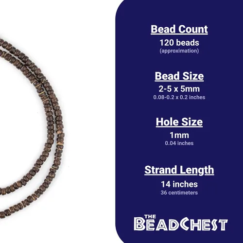 Vista 4 de TheBeadChest - Cuentas de cáscara de coco con disco de chocolate (0.197 in)