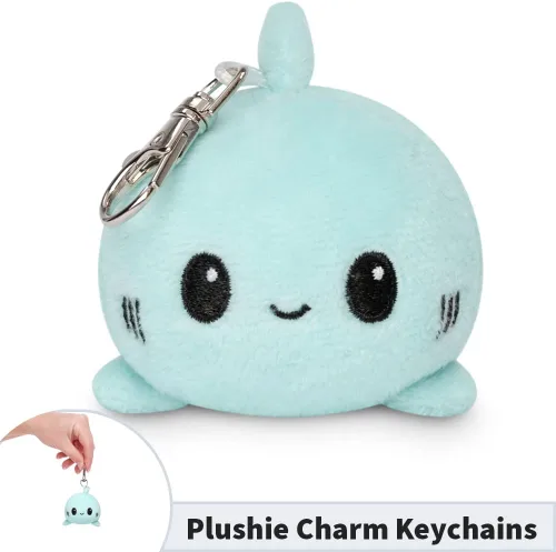 Vista 4 de TeeTurtle - Llavero de peluche (tiburón azul feliz)