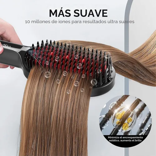Vista 5 de TYMO Cepillo alisador de cabello – Cepillo alisador iónico Plus mejorado con cerdas densas, 16 temperaturas, doble voltaje Peine caliente