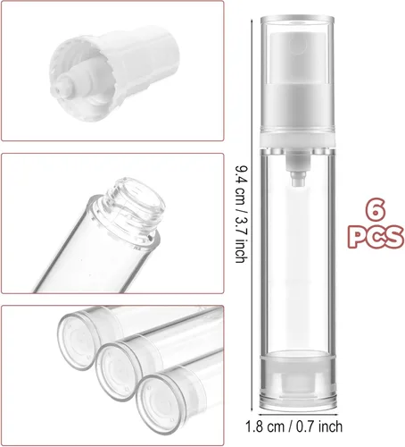 Vista 2 de 6 Pcs Travel Foundation Container, Clear Foundation Travel Container for DIY Lotion Moisturiser Shampoo Toiletry (0.34 fl oz, 1.8 x 9.4 cm)