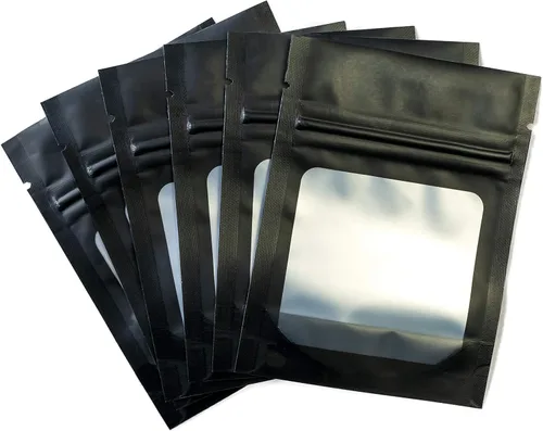 Vista 12 de HANSER Bolsas de papel de aluminio de Mylar resellables a prueba de olores e inodoras con ventana transparente Base autoportante Herméticas
