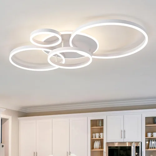 Vista 13 de O'NEELDY Moderna lámpara de techo LED regulable de montaje empotrado con control remoto de anillo de acrílico, 48W 3000K-6000K ajustable, lámpara