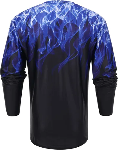 Vista 4 de Camiseta de mezcla de algodón para hombre con estampado 3D de llama de manga larga, camiseta de moda negra