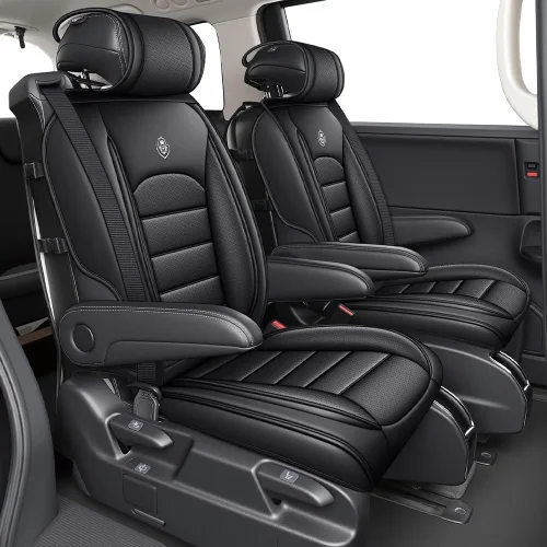 Vista 3 de JOJ Funda de asiento de automóvil para Cadillac XT6, fundas de asiento de automóvil para automóviles 2020-2026, fundas de asiento de automóvil Negro