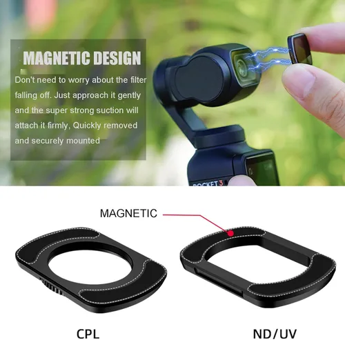 Vista 7 de Filtro magnético CPL compatible con DJI Osmo Pocket 3 Cámara CPL Accesorios de filtro de lente impermeable resistente a los arañazos