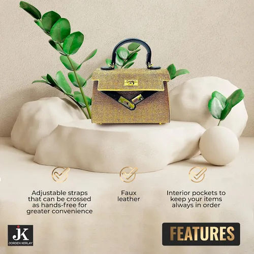 Vista 4 de JORDEN KERLAY Bolso de mano pequeñobolso para mujer Bolso de mano dorado bolso de hombro con asa superior Bolsa dorada estética de diseñador