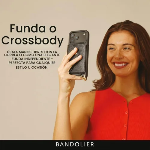 Vista 5 de Bandolier Remi - Funda de piel cruzada para iPhone 17 Pro Max, color negro