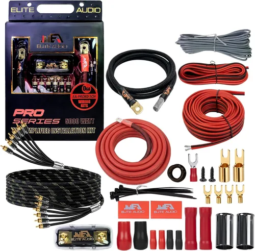Vista 14 de Elite Audio Kit de cableado de amplificador dual calibre 0, kit de instalación de amplificador OFC de 5000 W para 2 amplificadores - EA-PROK0-DUAL